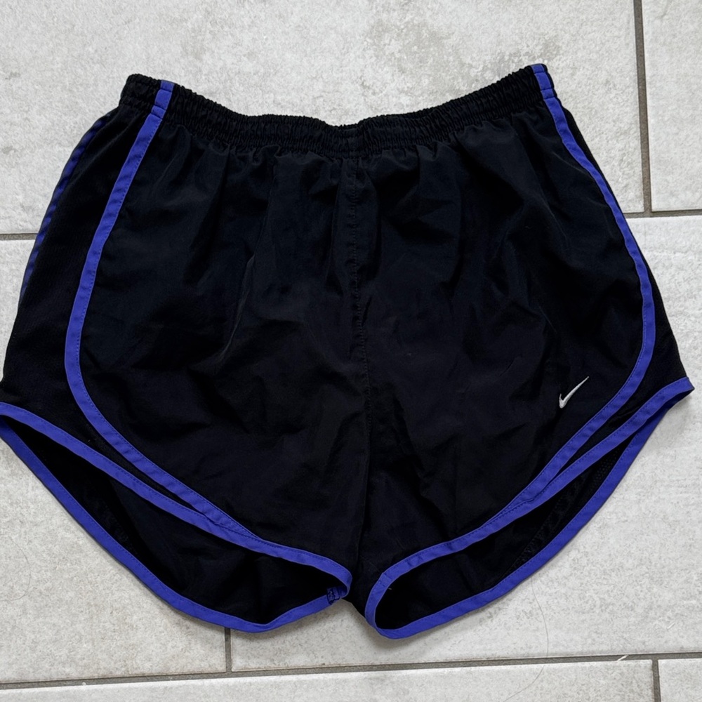 Nike Black Athletic Shorts with Purple Trim